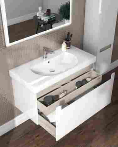 Kerama Marazzi Buongiorno Plus 100 Тумба под раковину подвесная, белая глянцевая-дуб кантри фото 5