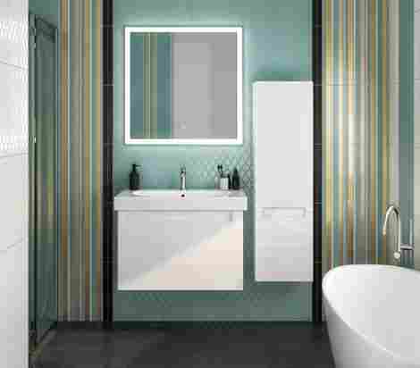 Kerama Marazzi Buongiorno Plus 130 Шкаф-пенал подвесной, белый глянцевый - дуб кантри фото 6