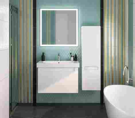 Kerama Marazzi Buongiorno Plus 80 Тумба под раковину подвесная, белая глянцевая-дуб кантри фото 4