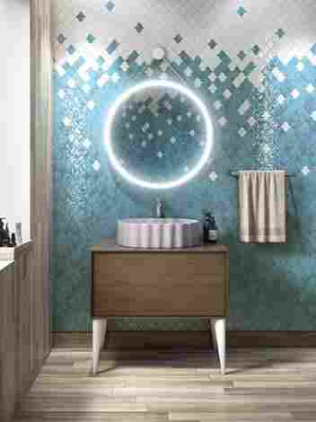 Kerama Marazzi Cono 70 Зеркало круглое с подсветкой, белое матовое фото 3
