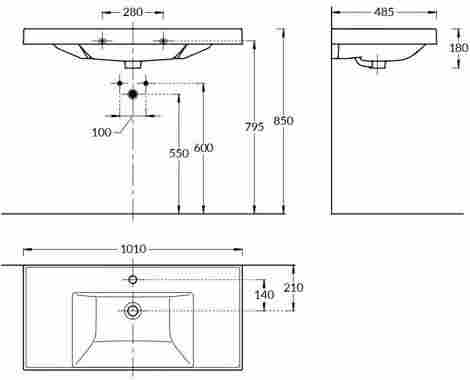 Kerama Marazzi Cubo 100 Раковина подвесная/встраиваемая с отверстием под смеситель фото 2