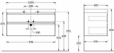 Kerama Marazzi Cubo 100 Тумба под раковину подвесная, лимо матовая фото 2