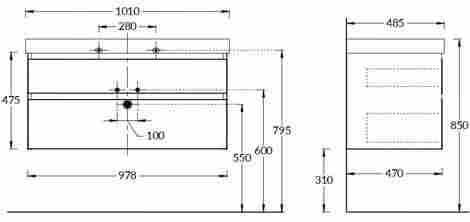 Kerama Marazzi Cubo 100 Тумба под раковину подвесная, мальва матовая фото 2