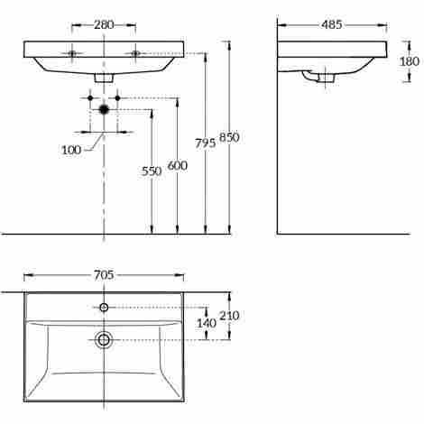 Kerama Marazzi Cubo 70 Раковина подвесная/встраиваемая с отверстием под смеситель фото 2