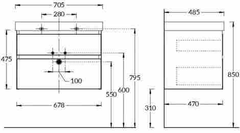 Kerama Marazzi Cubo 70 Тумба под раковину подвесная, белая глянцевая фото 2