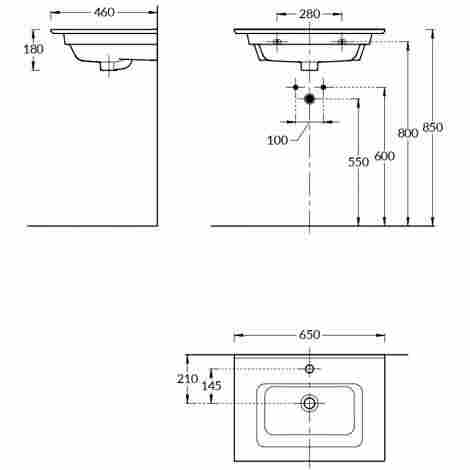 Kerama Marazzi Piano 65 Раковина подвесная/встраиваемая с отверстием под смеситель фото 2