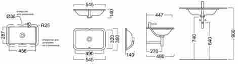 Kerama Marazzi Plaza 55 Раковина встраиваемая снизу с отверстием под смеситель PLR.wbu.55 фото 2