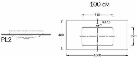 Kerama Marazzi Plaza Classic 100 Столешница из керамогранита Монте Тиберио, для встраиваемых сверху раковин фото 2
