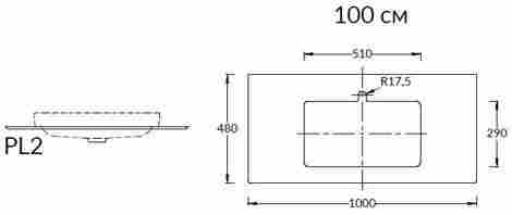 Kerama Marazzi Plaza Classic 100 Столешница из керамогранита Риальто, для встраиваемых сверху раковин фото 2