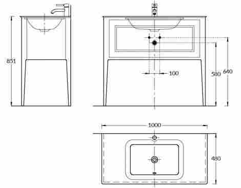 Kerama Marazzi Plaza Classic 100 Тумба под раковину напольная, с ящиком, белая матовая фото 2