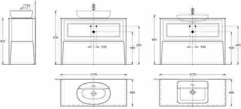 Kerama Marazzi Plaza Classic 120 Тумба под раковину напольная, с ящиками, белая матовая фото 2