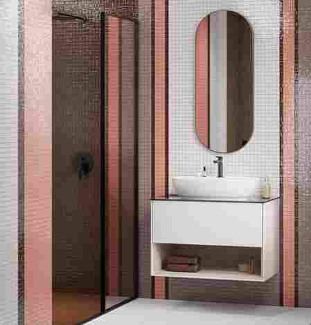 Kerama Marazzi Plaza Modern 80 Тумба под раковину подвесная, с ящиком и полкой, белая глянцевая фото 5