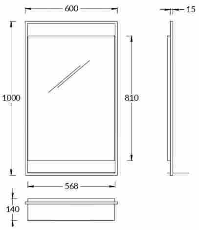 Kerama Marazzi Plaza Next 60 Зеркало с подсветкой, черное матовое фото 2