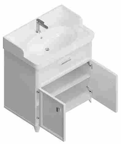 Kerama Marazzi Pompei Тумба под раковину Pompei 80, напольная с ящиком и дверцами, белый глянцевый фото 4