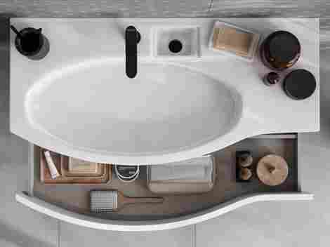 Kerama Marazzi Riva 100 Раковина встраиваемая с отверстием под смеситель, левая фото 7