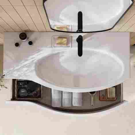 Kerama Marazzi Riva 100 Раковина встраиваемая с отверстием под смеситель, правая фото 8