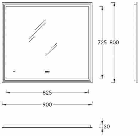 Kerama Marazzi Зеркало TECNO c LED 90 с подсветкой, с функцией антизапотевание, белый глянцевый фото 2