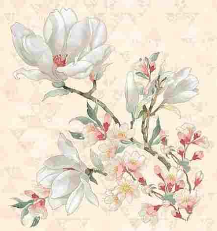 Панно Primavera Magnolia Crema (из 3-х плиток) 70,9x75,3