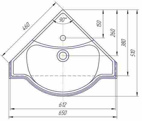 Kirovit Классик Раковина угловая встраиваемая с отверстием под смеситель фото 2
