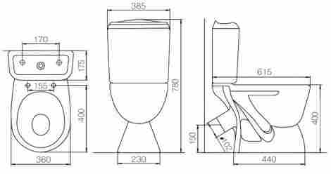 Кировская керамика Rosa Вега Унитаз-компакт, косой выпуск, с сиденьем плавное опускание фото 2