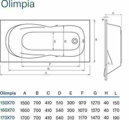 Koller Pool Olimpia Ванна акриловая прямоугольная 160х70 фото 2