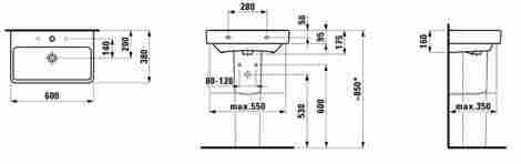 Laufen Pro S Раковина подвесная/встраиваемая с отверстием под смеситель 60x38 фото 2