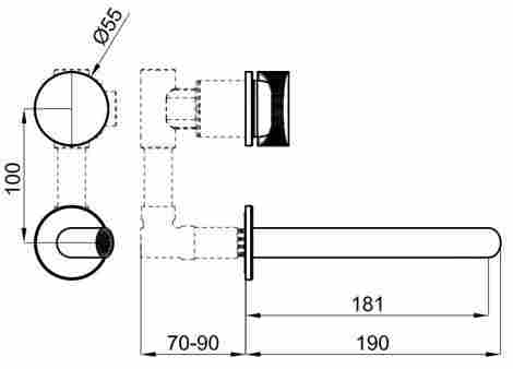 Noken Tono Внешняя часть встроенного смесителя для раковины, хром 100190226 фото 2
