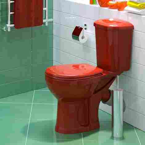 Оскольская керамика Дора Антивсплеск Стандарт Унитаз-компакт, горизонтальный выпуск, с сиденьем полипропилен, красный фото 3