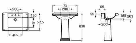 Roca America Раковина подвесная/накладная 75 см фото 2