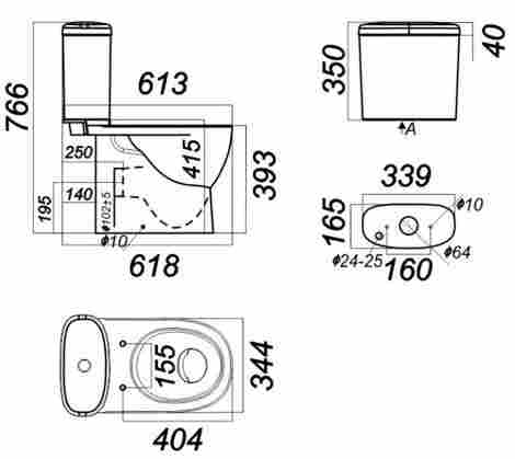 Sanita Luxe Art Унитаз-компакт, сиденье дюропласт плавное опускание, антивсплеск фото 2