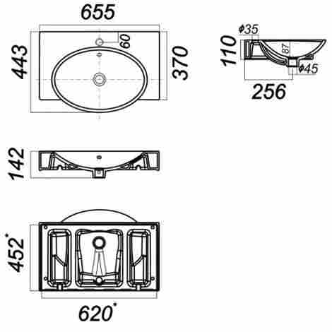Sanita Luxe Infinity 65 (Signo) Раковина накладная мебельная, белая фото 5