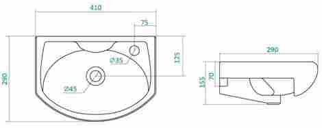Santek Азов 40 Раковина встраиваемая с правым отверстием под смеситель фото 2