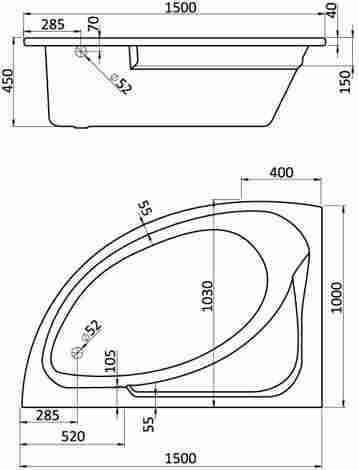 Santek Гоа 150x100 Ванна акриловая асимметричная, левая фото 2
