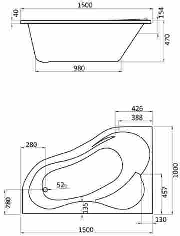 Santek Ибица 150x100 Ванна акриловая асимметричная, левая с гидромассажем (Basic) фото 2