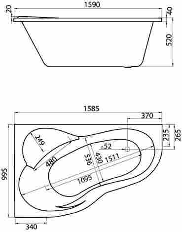 Santek Ибица XL 160x100 Ванна акриловая асимметричная левая фото 2