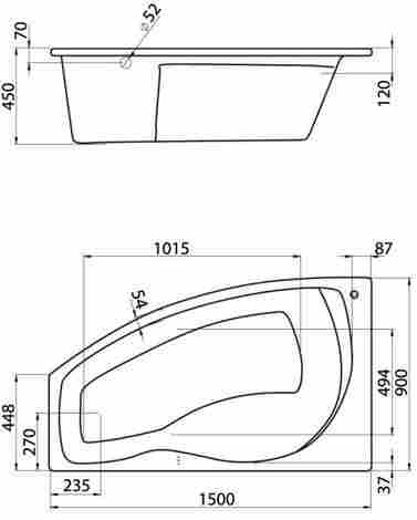 Santek Майорка 150x90 Ванна акриловая асимметричная, левая фото 2