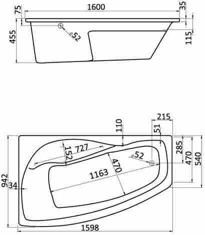 Santek Майорка XL 160x95 Ванна акриловая асимметричная, левая с гидромассажем (Comfort plus) фото 2