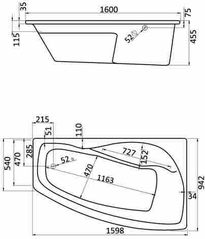 Santek Майорка XL 160x95 Ванна акриловая асимметричная, правая фото 2