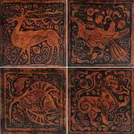 Плитка Родос коричневая темная декоративная 33x33