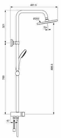 Vidima Balance душевой гарнитур настенный с ручным и верхним душем (монтаж с настенным смесителем) фото 2