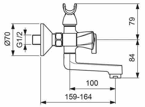 Vidima Life смеситель для ванны с душем, двухвентильный, излив 10 см фото 2