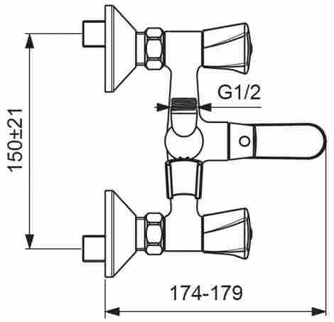 Vidima Life смеситель для ванны с душем, двухвентильный, излив 10 см фото 3