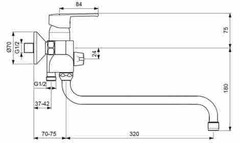 Vidima Uno смеситель для ванны с душем, однорычажный, с длинным изливом BA240AA фото 2