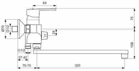Vidima Uno смеситель для ванны с душем, однорычажный, с длинным изливом BA320AA фото 2