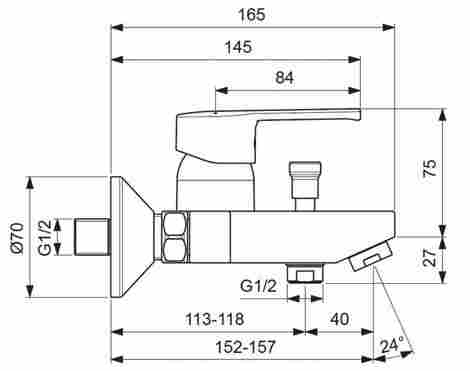 Vidima Uno смеситель для ванны с душем, однорычажный, с коротким изливом BA238AA фото 2