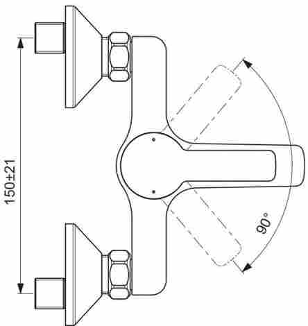 Vidima Uno смеситель для ванны с душем, однорычажный, с коротким изливом BA322AA фото 3
