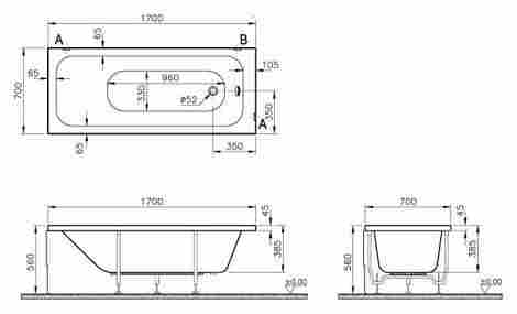 Vitra Balance 170x70 Ванна акриловая прямоугольная фото 3
