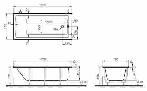 Vitra Neon 170x75 Ванна акриловая прямоугольная фото 4