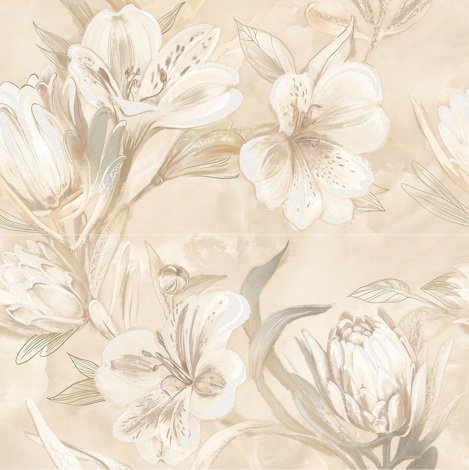 Панно Opale Beige Flower (из 2-х плиток) 63x63