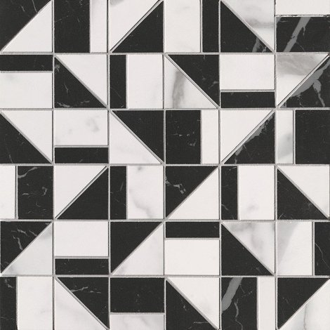 Мозаика Roma Gold Carrara Superiore/Nero Elegante Slash Mosaico